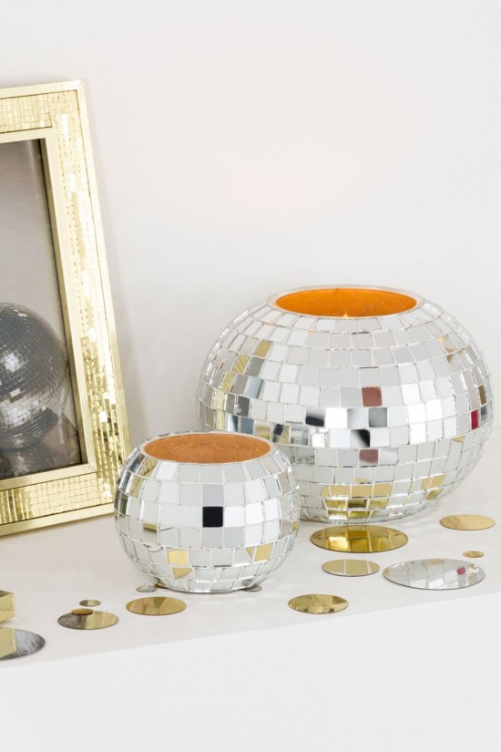 Jolipa Photophore Balle Mosaïque Verre Argenté.