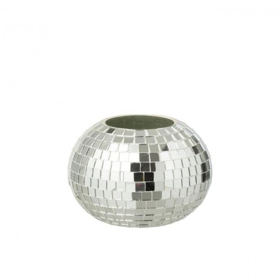 J Line Chandelier Balle Mosaïque Verre Argenté L16xB16xH11 cm Jline 58616 by Jolipa 58616.