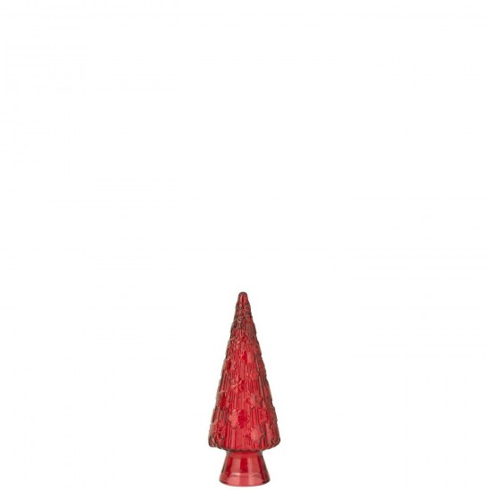 J Line Sapin De Noël Cône Verre Rouge Small L13xB13xH34 cm Jline 58621 by Jolipa 58621.