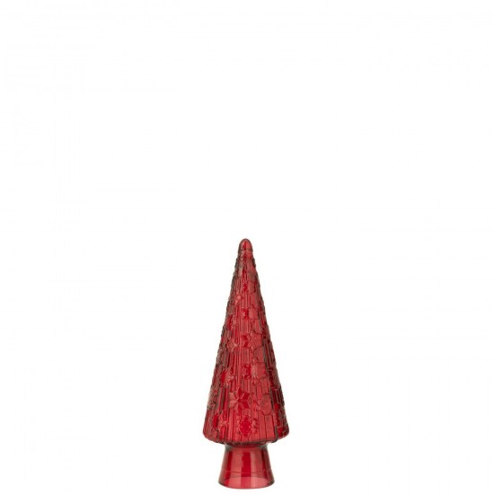 J Line Sapin De Noël Cône Verre Rouge Medium L15xB15xH43 cm Jline 58622 by Jolipa 58622.