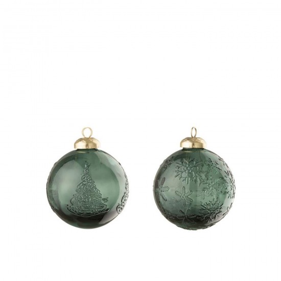J Line Boule De Noël Balle Verre Vert Foncé L8xB8xH10 cm Jline 58624 by Jolipa 58624 Assortiment de 2 pcs.