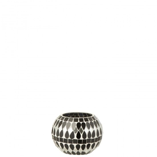 J Line Photophore Mosaïque Verre Noir Argenté Small L10xB10xH9 cm Jline 58630 by Jolipa 58630.