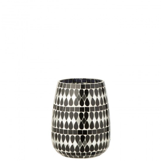 J Line Photophore Mosaïque Verre Noir Argenté Medium L13xB13xH16 cm Jline 58631 by Jolipa 58631.