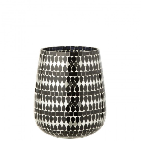 J Line Photophore Mosaïque Verre Noir Argenté Large L17xB17xH21 cm Jline 58632 by Jolipa 58632.