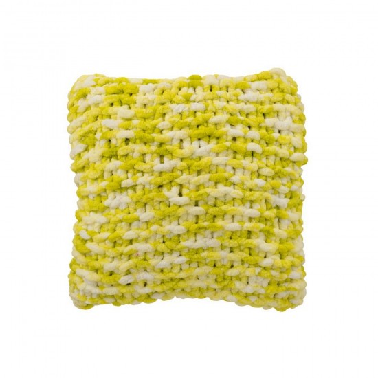 J Line Coussin Tricoté Polyester Vert Blanc L50xB50xH15 cm Jline 58641 by Jolipa 58641.