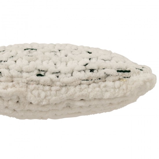 J-Line J Line coussins Jolipa Coussin Tricoté Polyester Blanc Vert Foncé.