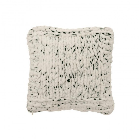 J Line Coussin Tricoté Polyester Blanc Vert Foncé L50xB50xH15 cm Jline 58652 by Jolipa 58652.