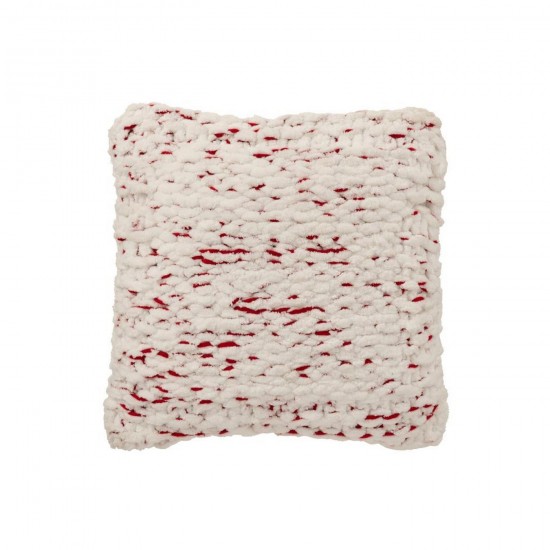 J Line Coussin Tricoté Polyester Blanc Rouge Noël L50xB50xH15 cm Jline 58654 by Jolipa 58654.