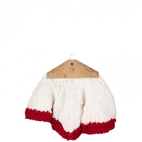 J-Line J Line hivers Jolipa Tapis De Sapin De Noël Tricoté Polyester Blanc Rouge Noël.