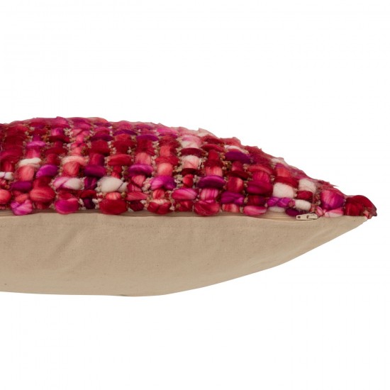 J-Line J Line coussins Jolipa Coussin Tricoté Acrylique Rose Foncé.