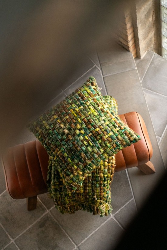 Jolipa Coussin Tricoté Acrylique Vert.