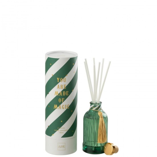 J Line Diffuseur À Batons Magic Huile Parfumée Blanc Vert Foncé Small L8xB8xH25 cm Jline 58724 by Jolipa 58724.
