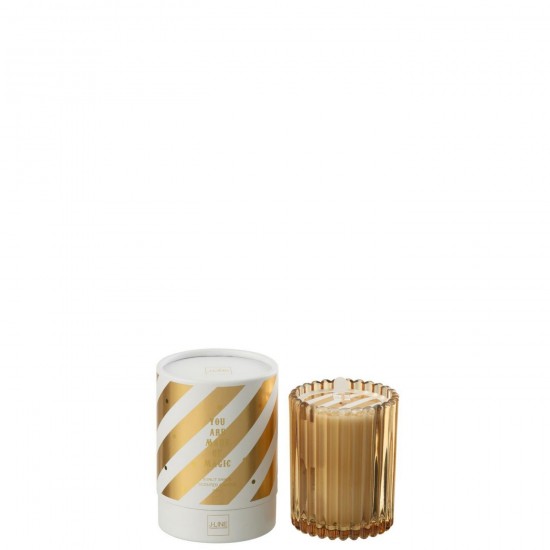J Line Bougie Parfumée Magic Cire Blanc Doré L9xB9xH12 cm Jline 58726 by Jolipa 58726.