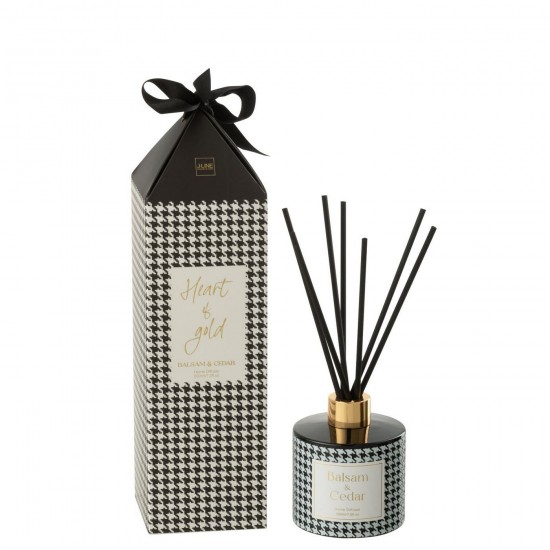 J Line Diffuseur À Batons Heart Of Gold Huile Parfumée Blanc Noir L9xB9xH31 cm Jline 58736 by Jolipa 58736.