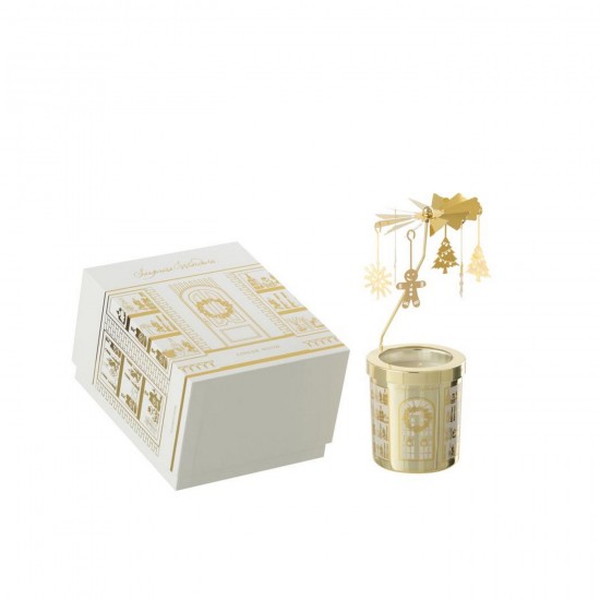 J Line Bougie Parfumée Carousel Surprise Window Cire Blanc Doré L14xB10xH16 cm Jline 58742 by Jolipa 58742.