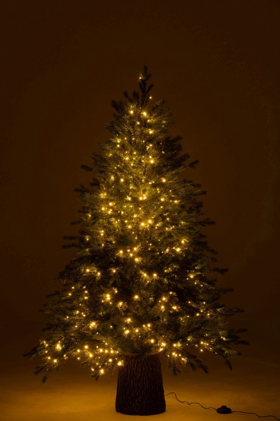 J-Line J Line arbres sapins de noel sur pied Jolipa Sapin De Noël 600 Led Socle En Bois Plastique Vert Foncé.