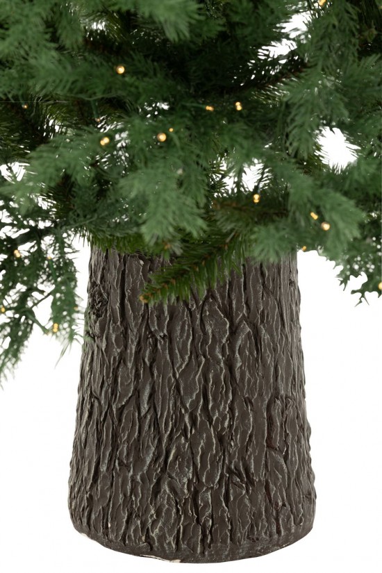 Jolipa Sapin De Noël 600 Led Socle En Bois Plastique Vert Foncé.