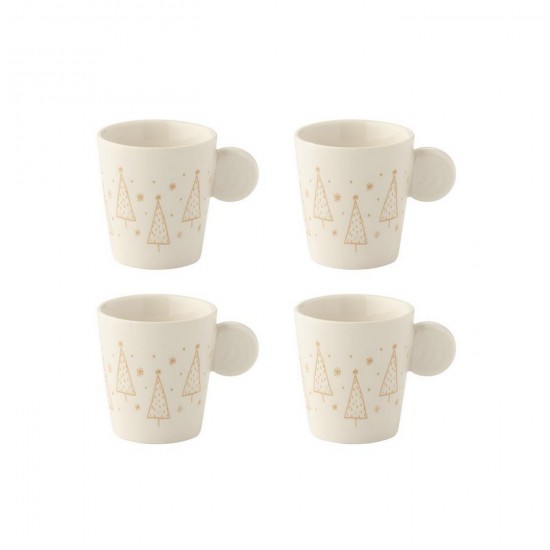 J Line Boite De 4 Tasse Noël Céramique Blanc L8xB6xH7 cm Jline 58807 by Jolipa 58807.