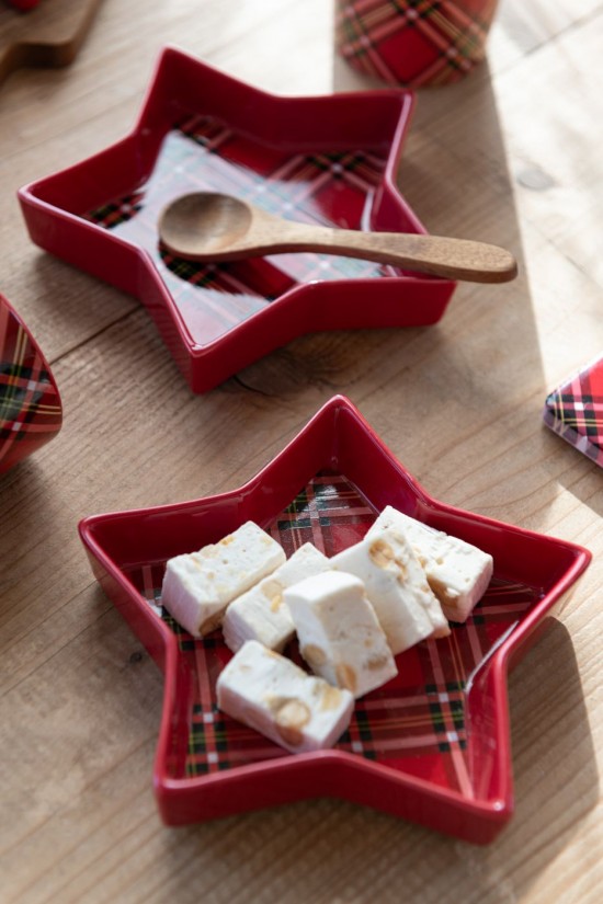 Jolipa Boite De 2 Plat Plaid Etoile Céramique Rouge.