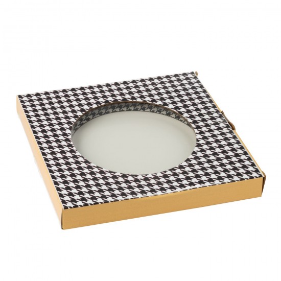 J-Line J Line assiettes Jolipa Boite De 1 Assiette Pied De Poule Porcelaine Blanc Noir Large.