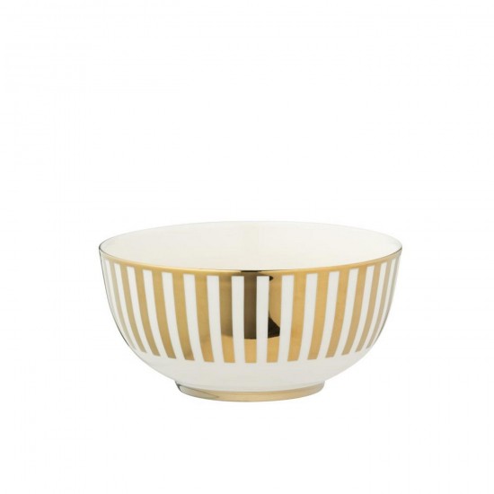 J Line Boite De 2 Bol Ligné Porcelaine Doré Blanc L14xB14xH7 cm Jline 58920 by Jolipa 58920.