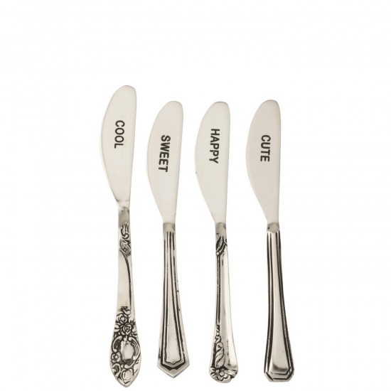 J Line Boite De 4 Couverts Laiton Argenté L15xB2 cm Jline 58931 by Jolipa 58931.