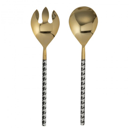 J Line Couverts À Salade Pied De Poule Acier Inoxydable Doré L27xB6xH2 cm Jline 58939 by Jolipa 58939.
