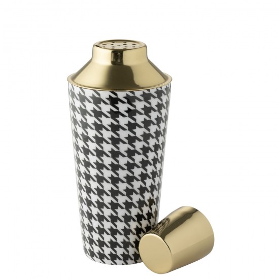 J-Line J Line verres à cocktail coctail Jolipa Shaker À Cocktails Pied De Poule Acier Inoxydable Noir Blanc.