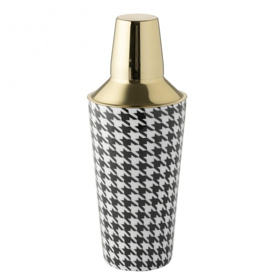 J Line Shaker À Cocktails Pied De Poule Acier Inoxydable Noir Blanc L22xB8xH8 cm Jline 58942 by Jolipa 58942.