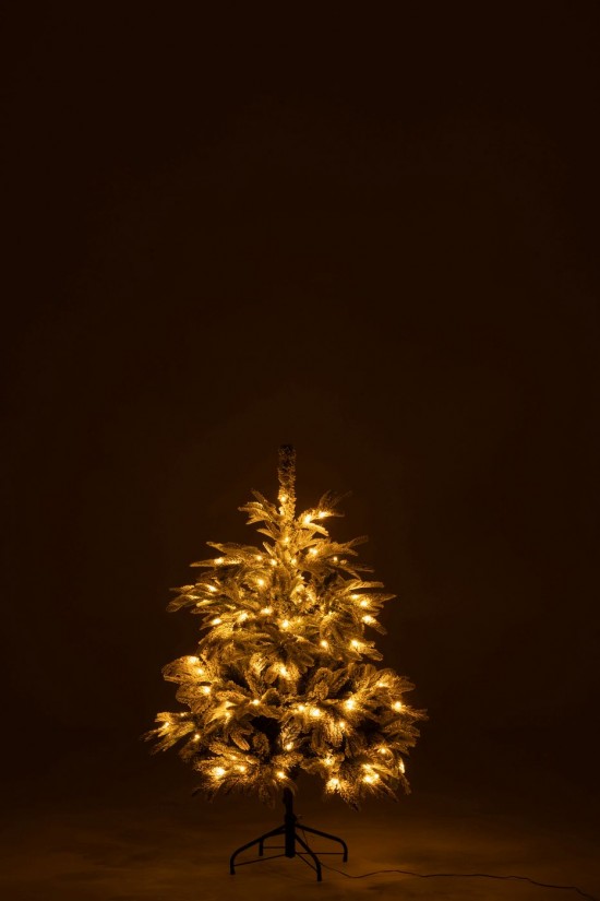 J-Line J Line arbres sapins de noel sur pied Jolipa Sapin De Noël 120 Led Enneigé Artificial Vert Foncé Blanc Small.