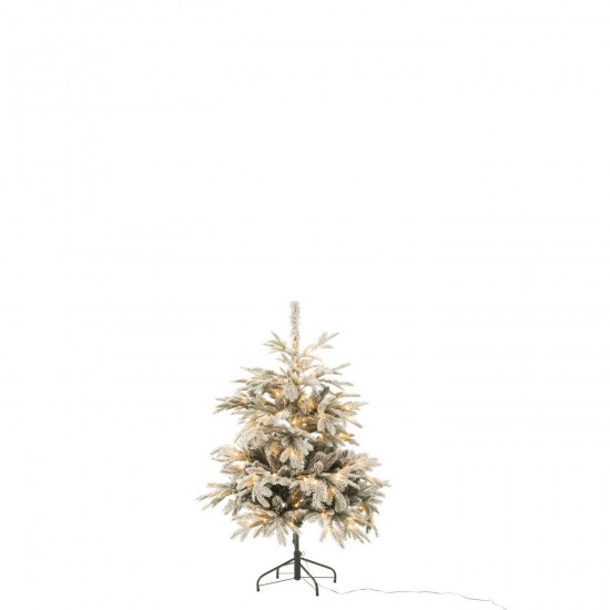 J Line Sapin De Noël 120 Led Enneigé Artificial Vert Foncé Blanc Small L100xB100xH120 cm Jline 58991 by Jolipa 58991.