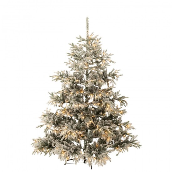 J Line Sapin De Noël 420 Led Enneigé Plastique Vert Foncé Gris Clair Large L198xB198xH240 cm Jline 58993 by Jolipa 58993.