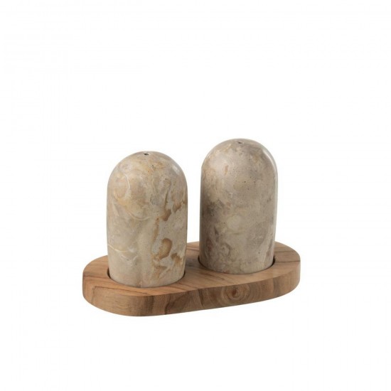 J Line Sel Poivre Marbre Naturel Beige L15xB8xH10 cm Jline 59019 by Jolipa 59019.