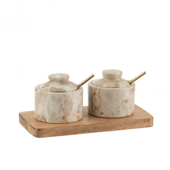 J Line Set À Épices Marbre Naturel Beige L20xB10xH8 cm Jline 59020 by Jolipa 59020.