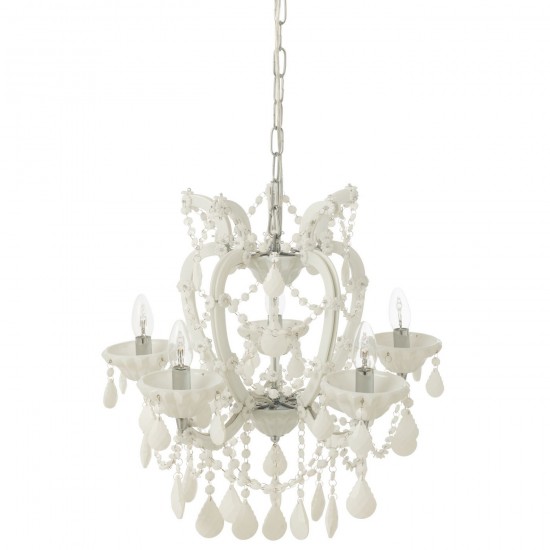 Jolipa Lustre Chandelier Antique Verre Blanc.