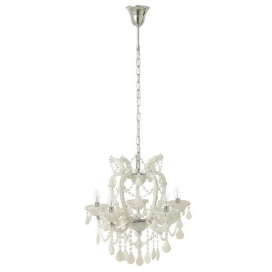 J Line Lustre Chandelier Antique Verre Blanc L53xB53xH57 cm Jline 59044 by Jolipa 59044.