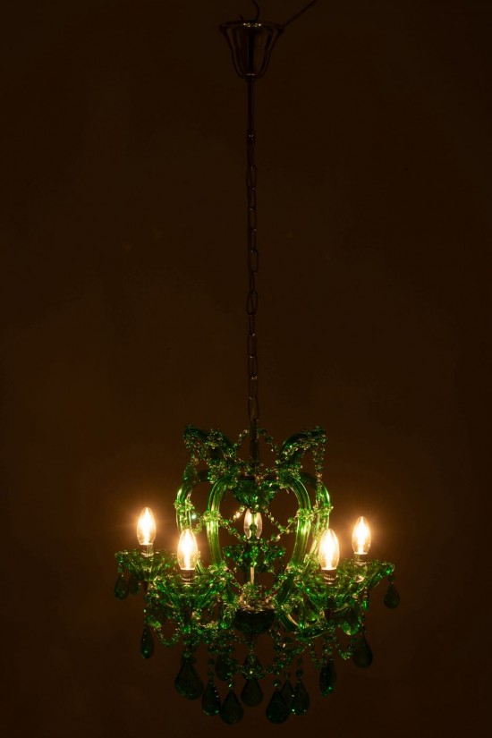 J-Line J Line lampes suspendues suspensions pendantes Jolipa Lustre Chandelier Antique Verre Vert Émeraude.