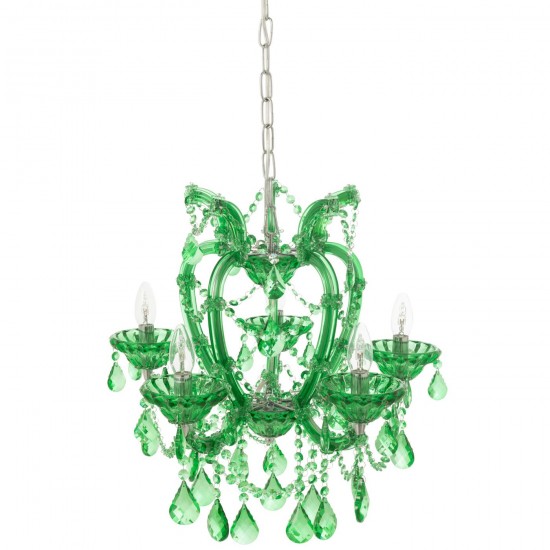 Jolipa Lustre Chandelier Antique Verre Vert Émeraude.