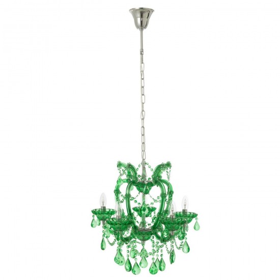 J Line Lustre Chandelier Antique Verre Vert Émeraude L53xB53xH57 cm Jline 59045 by Jolipa 59045.