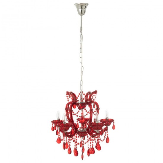 J Line Lustre Chandelier Antique Verre Rouge L53xB53xH57 cm Jline 59046 by Jolipa 59046.