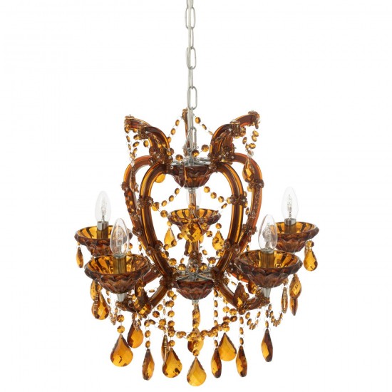 Jolipa Lustre Chandelier Antique Verre Marron.