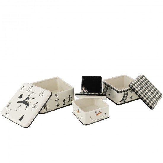 J-Line J Line hivers Jolipa Boite De 3 Boite Bonhomme De Neige Dolomite Blanc Noir.