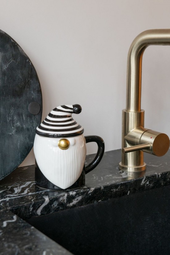 Jolipa Mug Couvercle Père Noël Dolomite Noir Blanc.