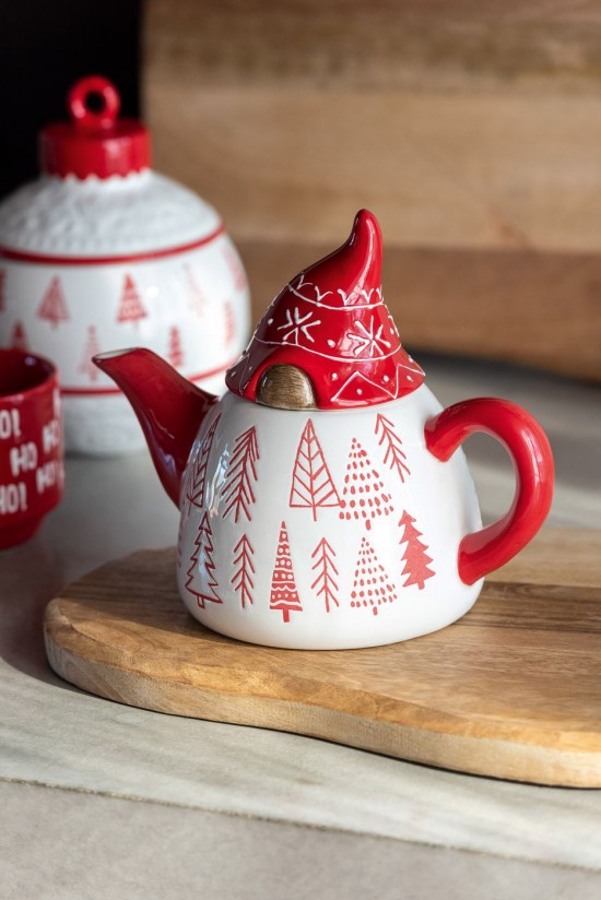 Jolipa Théière Père Noël Dolomite Blanc Rouge Noël.
