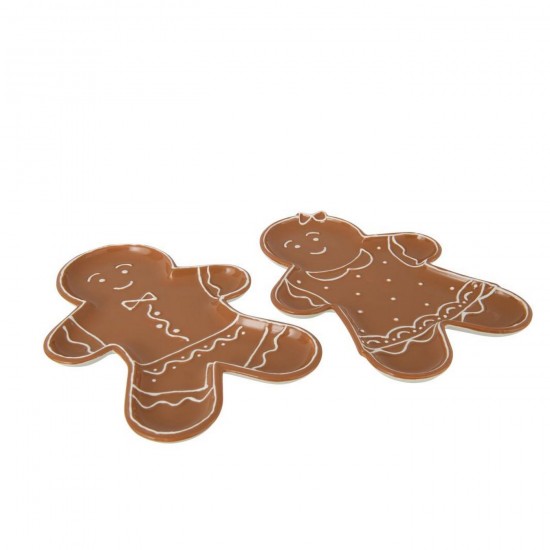 J Line Plateau Cookie Dolomite Caramel Blanc L32xB22xH2 cm Jline 59142 by Jolipa 59142 Assortiment de 2 pcs.
