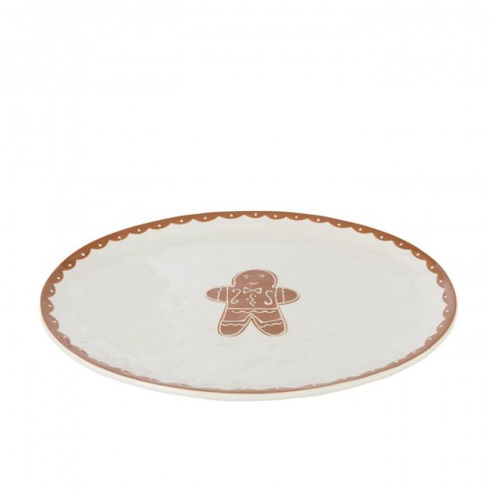 J Line Assiette Cookie Ovale Dolomite Blanc Caramel L39xB31xH3 cm Jline 59147 by Jolipa 59147 Prix par pièce.