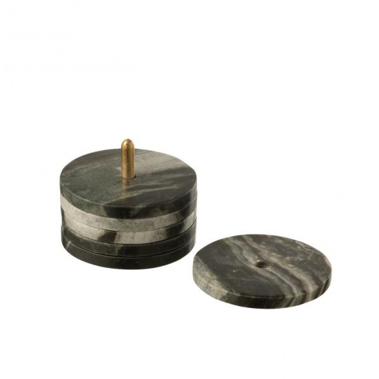 J Line Boite De 6 Sous Verre Rond Marbre Noir Gris Clair L10xB10xH12 cm Jline 59241 by Jolipa 59241.