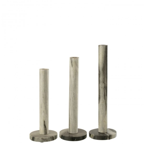 J-Line J Line chandeliers candélabres Jolipa Set De 3 Chandelier Marbre Noir Gris Clair.