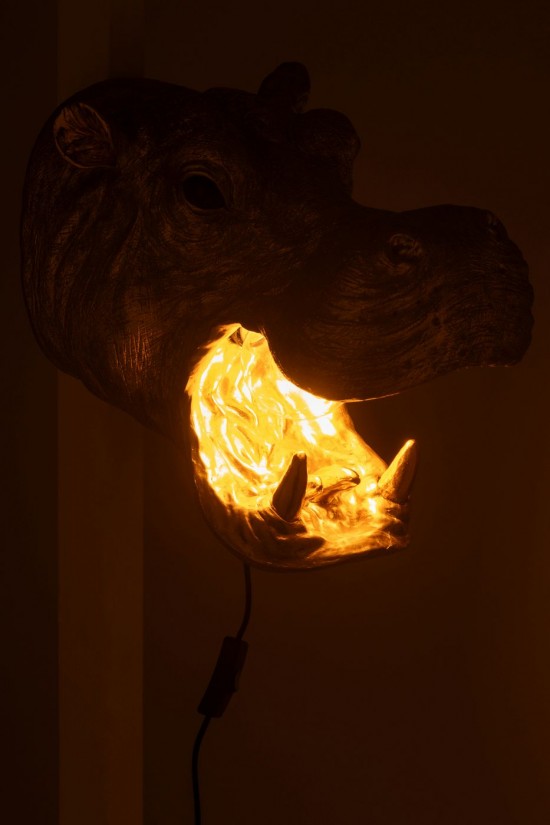 J-Line J Line Appliques Murales Jolipa Applique Tête D Hippopotame Résine Doré.