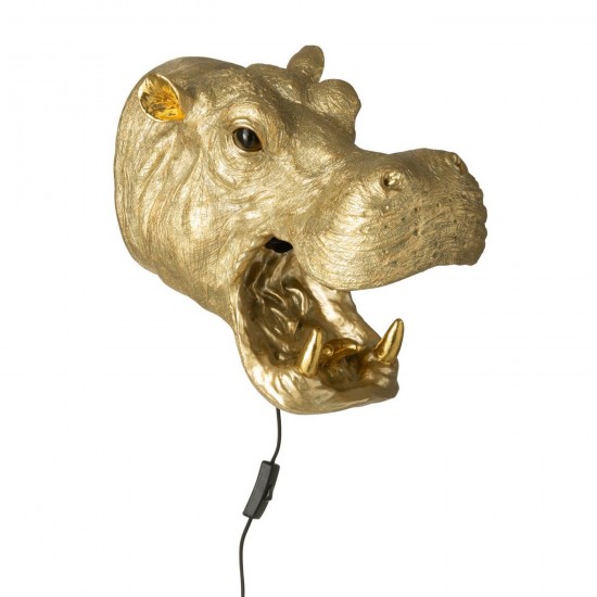 J Line Applique Tête D'Hippopotame Résine Doré L35xB23xH34 cm Jline 59254 by Jolipa 59254.